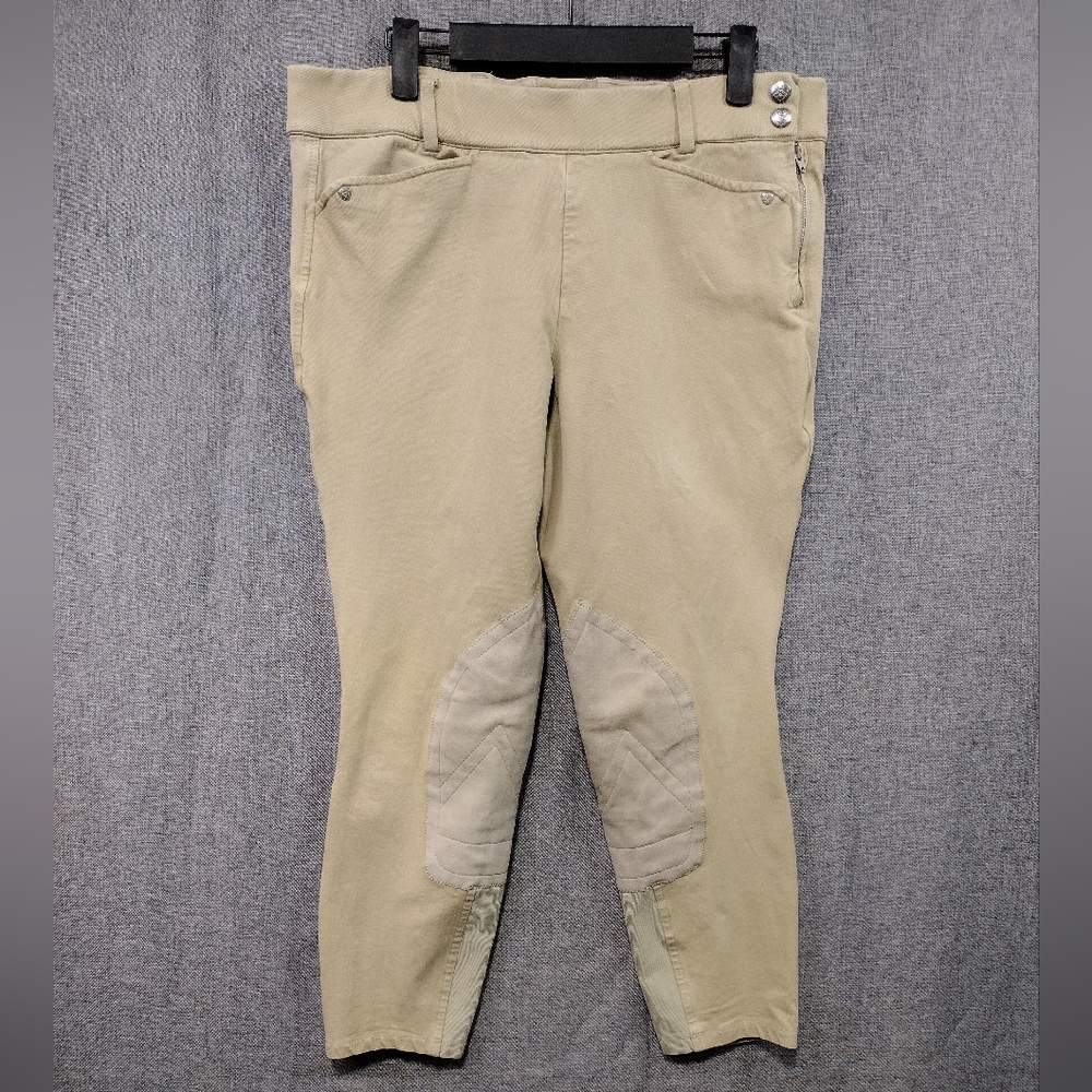 Vintage Ariat Heritage Knit Knee Patch Breech Horse Riding Pants Women 32R Cream